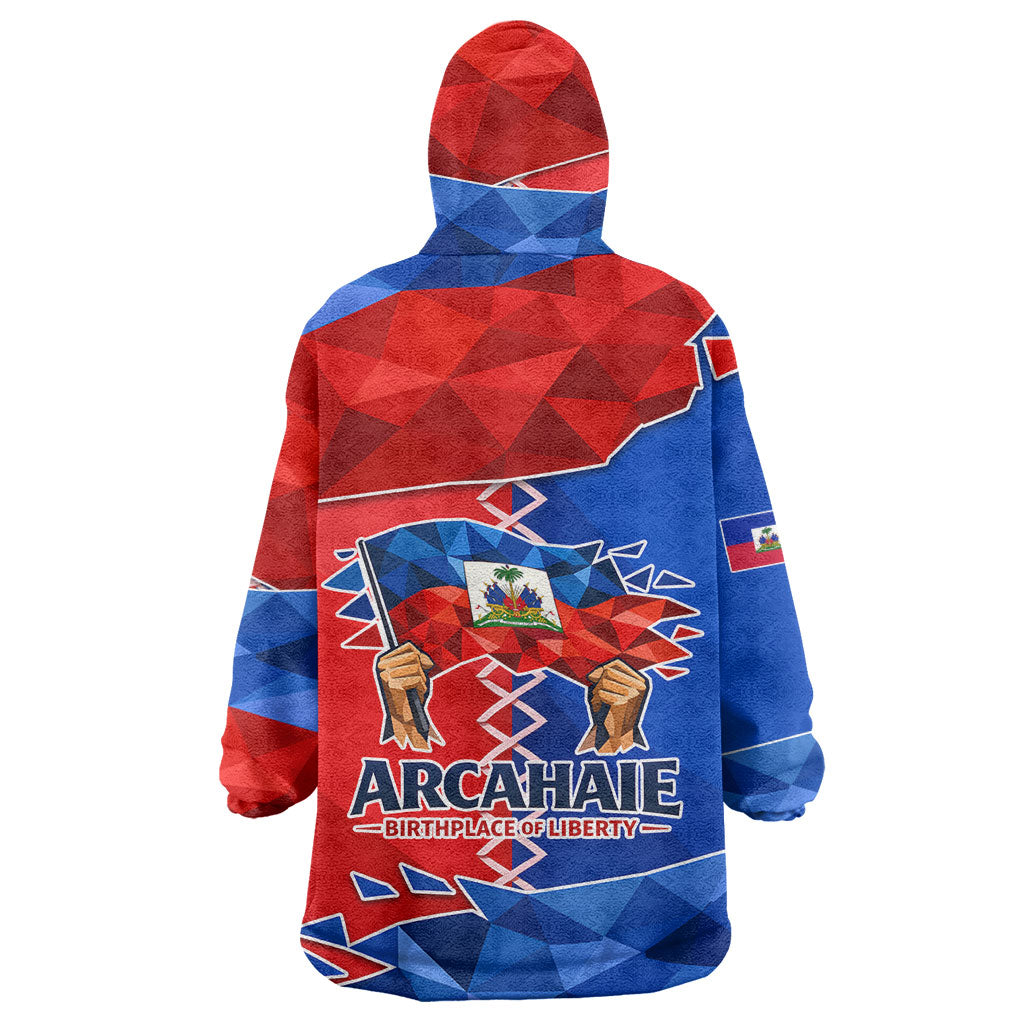 Haiti Flag Day Arcahaie 1803 Wearable Blanket Hoodie Geometric Low Poly Flag Art - Birthplace Of Liberty Graphic