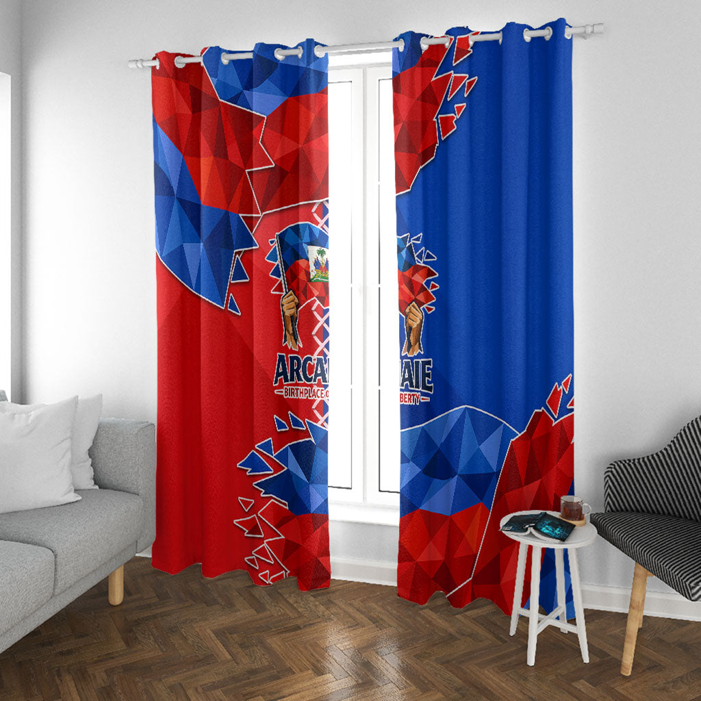 Haiti Flag Day Arcahaie 1803 Window Curtain Geometric Low Poly Flag Art - Birthplace Of Liberty Graphic