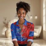 Haiti Flag Day Arcahaie 1803 Women Casual Shirt Geometric Low Poly Flag Art - Birthplace Of Liberty Graphic