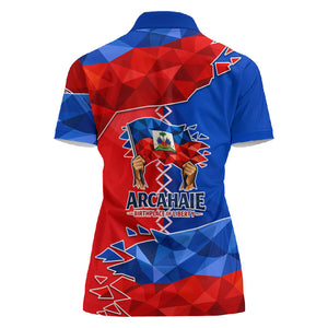 Haiti Flag Day Arcahaie 1803 Women Polo Shirt Geometric Low Poly Flag Art - Birthplace Of Liberty Graphic