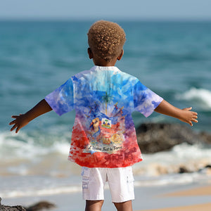Proud Haitian Flag Day L Union Fait La Force Kid Hawaiian Shirt Artistic Watercolor Heritage Design With Raised Fist And Flag