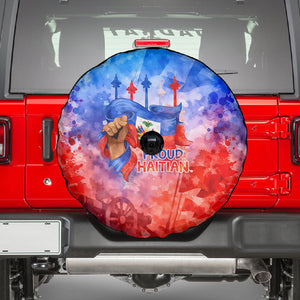 Proud Haitian Flag Day L Union Fait La Force Spare Tire Cover Artistic Watercolor Heritage Design With Raised Fist And Flag