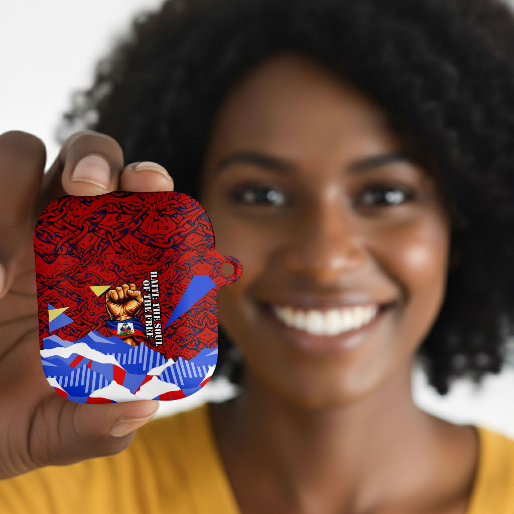 Haiti Flag Day Soul Of The Free L Union Fait La Force AirPods Case Peace Dove And Power Fist Art With Hibiscus And Broken Chains
