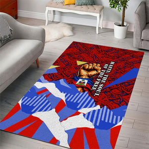 Haiti Flag Day Soul Of The Free L Union Fait La Force Area Rug Peace Dove And Power Fist Art With Hibiscus And Broken Chains