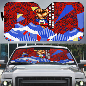 Haiti Flag Day Soul Of The Free L Union Fait La Force Auto Sun Shade Peace Dove And Power Fist Art With Hibiscus And Broken Chains