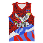 Haiti Flag Day Soul Of The Free L Union Fait La Force Basketball Jersey Peace Dove And Power Fist Art With Hibiscus And Broken Chains