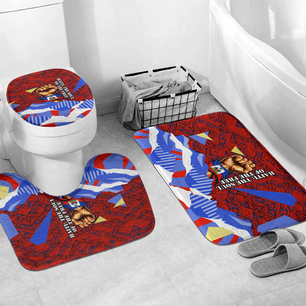Haiti Flag Day Soul Of The Free L Union Fait La Force Bathroom Set Peace Dove And Power Fist Art With Hibiscus And Broken Chains