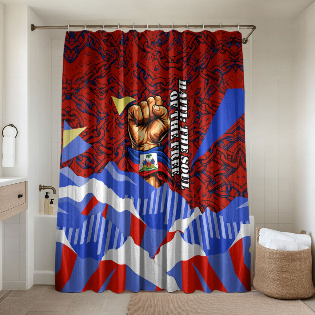 Haiti Flag Day Soul Of The Free L Union Fait La Force Bathroom Set Peace Dove And Power Fist Art With Hibiscus And Broken Chains