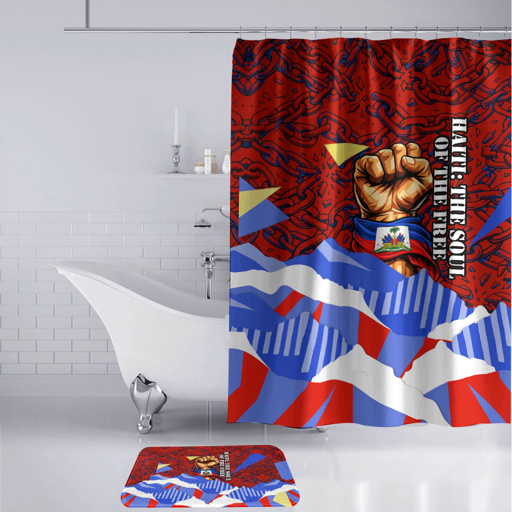 Haiti Flag Day Soul Of The Free L Union Fait La Force Bathroom Set Peace Dove And Power Fist Art With Hibiscus And Broken Chains