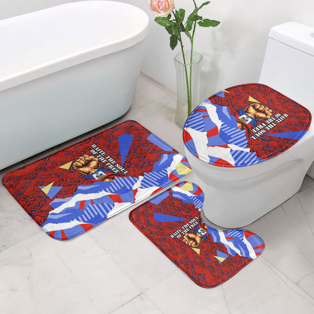 Haiti Flag Day Soul Of The Free L Union Fait La Force Bathroom Set Peace Dove And Power Fist Art With Hibiscus And Broken Chains