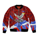 Haiti Flag Day Soul Of The Free L Union Fait La Force Bomber Jacket Peace Dove And Power Fist Art With Hibiscus And Broken Chains