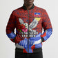 Haiti Flag Day Soul Of The Free L Union Fait La Force Bomber Puffer Jacket Peace Dove And Power Fist Art With Hibiscus And Broken Chains