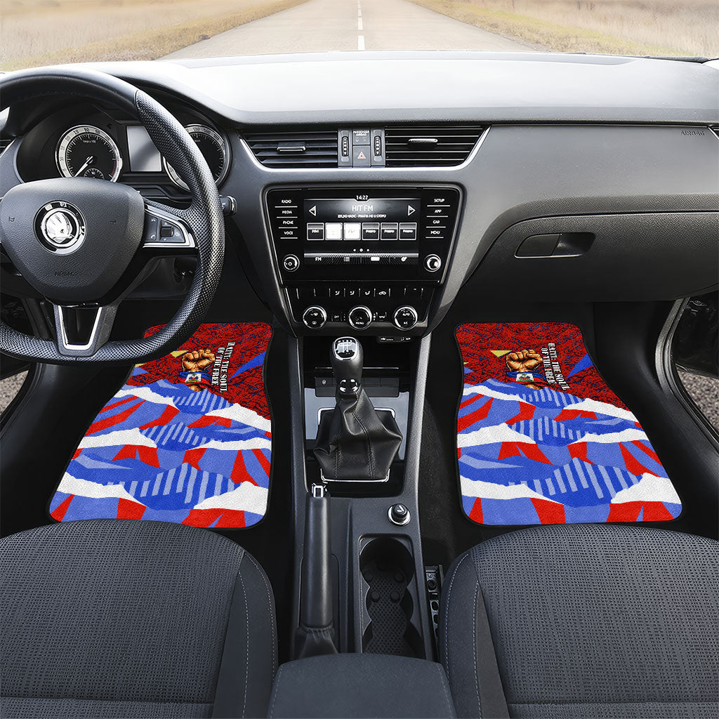 Haiti Flag Day Soul Of The Free L Union Fait La Force Car Mats Peace Dove And Power Fist Art With Hibiscus And Broken Chains