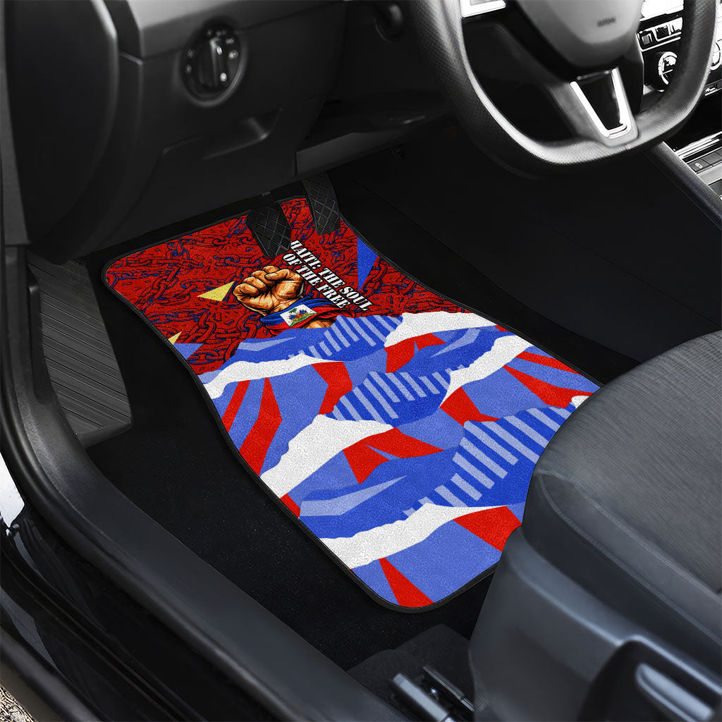 Haiti Flag Day Soul Of The Free L Union Fait La Force Car Mats Peace Dove And Power Fist Art With Hibiscus And Broken Chains