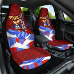 Haiti Flag Day Soul Of The Free L Union Fait La Force Car Seat Cover Peace Dove And Power Fist Art With Hibiscus And Broken Chains