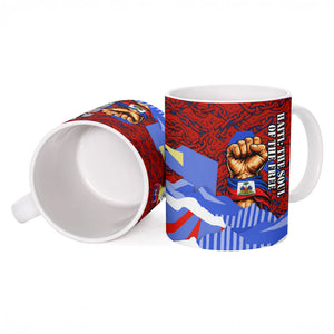Haiti Flag Day Soul Of The Free L Union Fait La Force Ceramic Mug Peace Dove And Power Fist Art With Hibiscus And Broken Chains