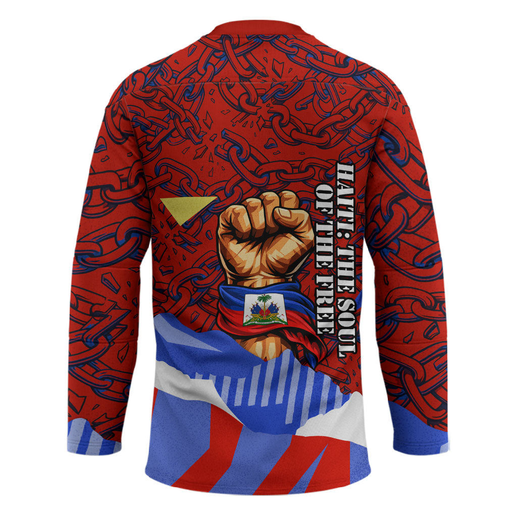 Haiti Flag Day Soul Of The Free L Union Fait La Force Hockey Jersey Peace Dove And Power Fist Art With Hibiscus And Broken Chains