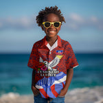 Haiti Flag Day Soul Of The Free L Union Fait La Force Kid Hawaiian Shirt Peace Dove And Power Fist Art With Hibiscus And Broken Chains