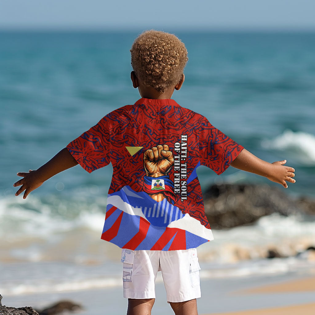Haiti Flag Day Soul Of The Free L Union Fait La Force Kid Hawaiian Shirt Peace Dove And Power Fist Art With Hibiscus And Broken Chains