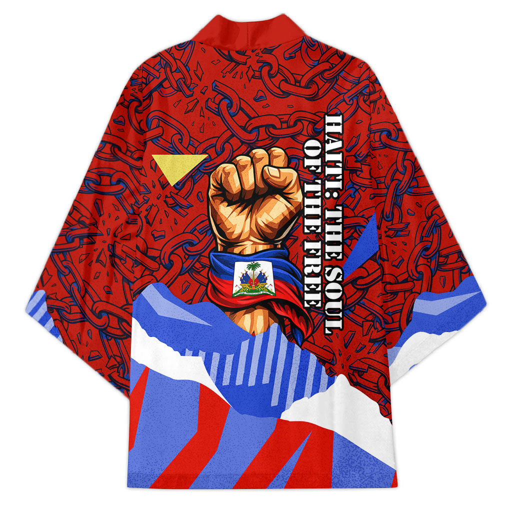 Haiti Flag Day Soul Of The Free L Union Fait La Force Kimono Peace Dove And Power Fist Art With Hibiscus And Broken Chains