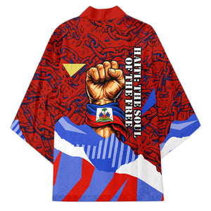 Haiti Flag Day Soul Of The Free L Union Fait La Force Kimono Peace Dove And Power Fist Art With Hibiscus And Broken Chains