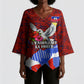 Haiti Flag Day Soul Of The Free L Union Fait La Force Kimono Sleeve Blouse Peace Dove And Power Fist Art With Hibiscus And Broken Chains
