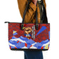 Haiti Flag Day Soul Of The Free L Union Fait La Force Leather Tote Bag Peace Dove And Power Fist Art With Hibiscus And Broken Chains