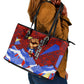 Haiti Flag Day Soul Of The Free L Union Fait La Force Leather Tote Bag Peace Dove And Power Fist Art With Hibiscus And Broken Chains