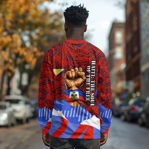 Haiti Flag Day Soul Of The Free L Union Fait La Force Long Sleeve Shirt Peace Dove And Power Fist Art With Hibiscus And Broken Chains
