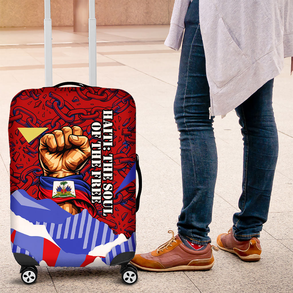 Haiti Flag Day Soul Of The Free L Union Fait La Force Luggage Cover Peace Dove And Power Fist Art With Hibiscus And Broken Chains