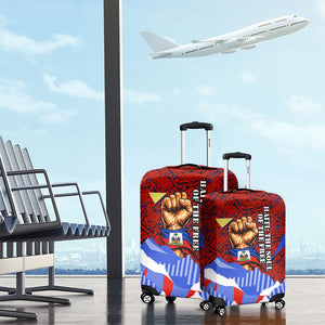 Haiti Flag Day Soul Of The Free L Union Fait La Force Luggage Cover Peace Dove And Power Fist Art With Hibiscus And Broken Chains