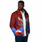 Haiti Flag Day Soul Of The Free L Union Fait La Force Padded Jacket Peace Dove And Power Fist Art With Hibiscus And Broken Chains