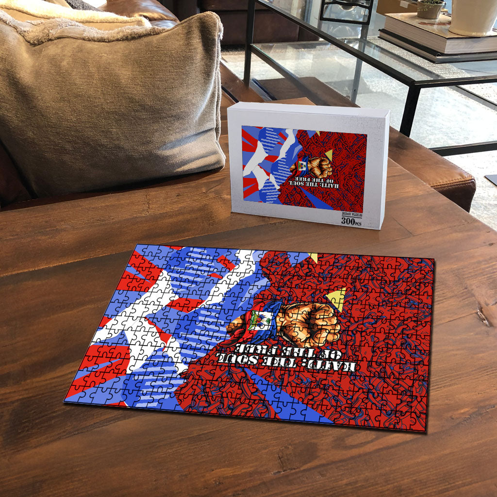 Haiti Flag Day Soul Of The Free L Union Fait La Force Puzzle Peace Dove And Power Fist Art With Hibiscus And Broken Chains