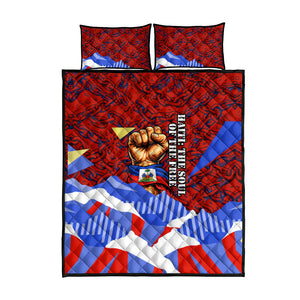 Haiti Flag Day Soul Of The Free L Union Fait La Force Quilt Bed Set Peace Dove And Power Fist Art With Hibiscus And Broken Chains
