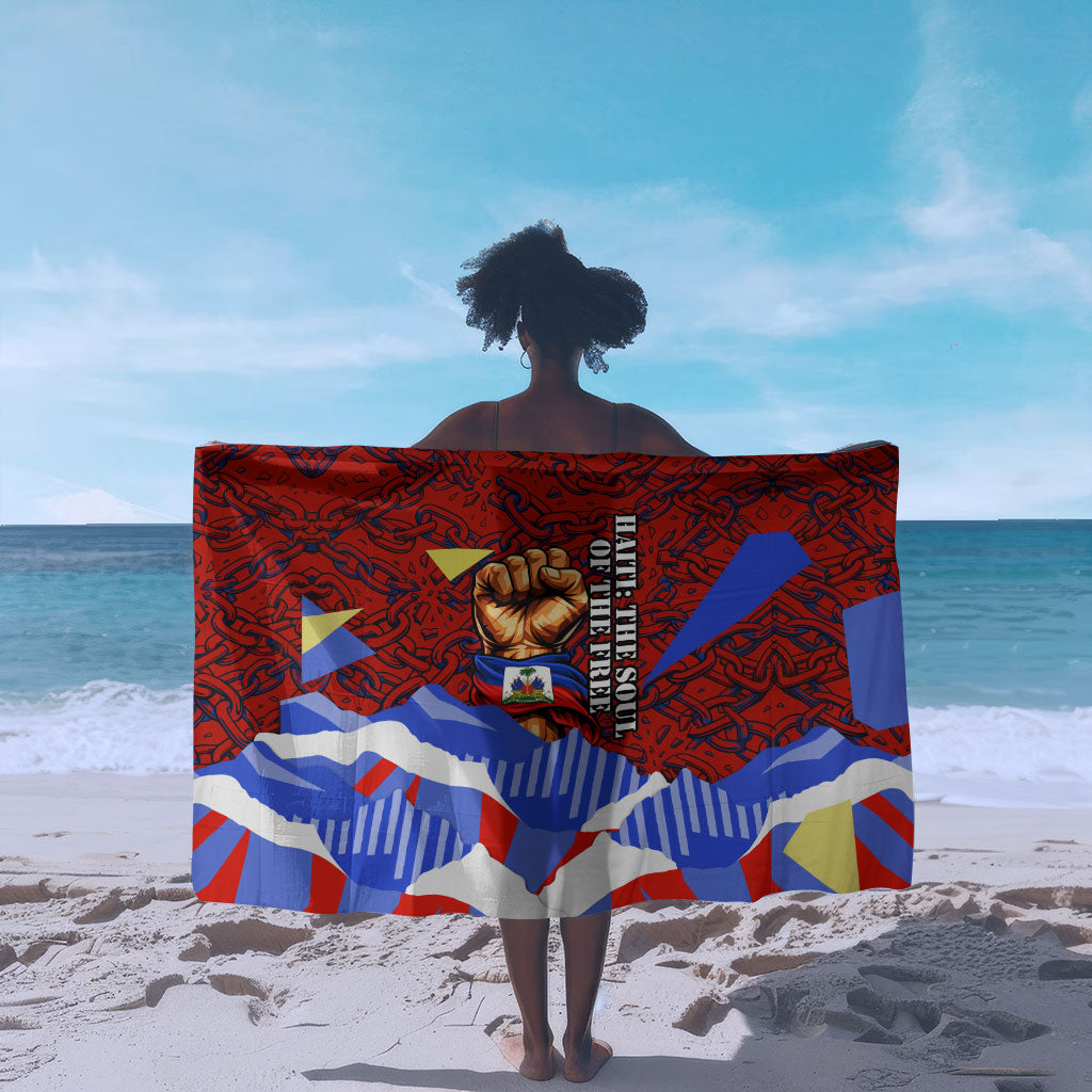 Haiti Flag Day Soul Of The Free L Union Fait La Force Sarong Peace Dove And Power Fist Art With Hibiscus And Broken Chains
