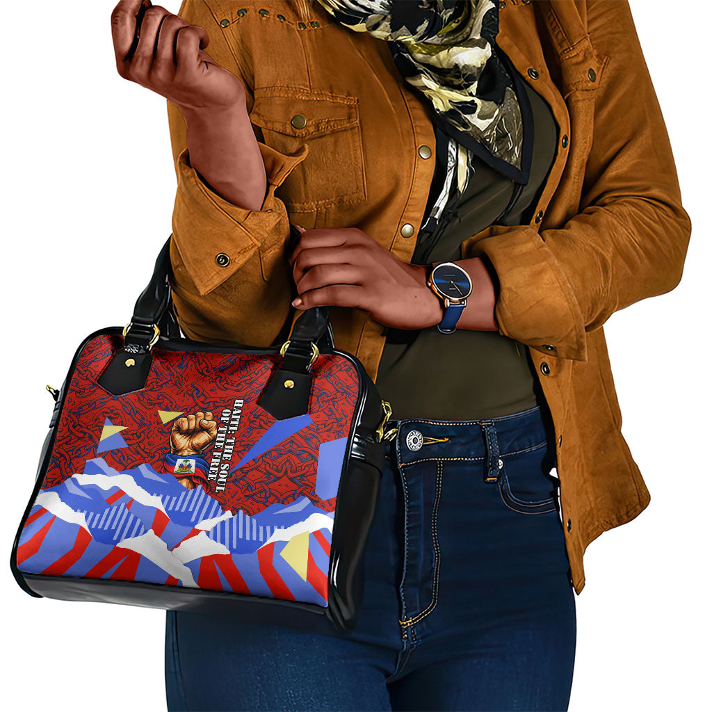 Haiti Flag Day Soul Of The Free L Union Fait La Force Shoulder Handbag Peace Dove And Power Fist Art With Hibiscus And Broken Chains