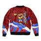 Haiti Flag Day Soul Of The Free L Union Fait La Force Sleeve Zip Bomber Jacket Peace Dove And Power Fist Art With Hibiscus And Broken Chains