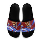 Haiti Flag Day Soul Of The Free L Union Fait La Force Slide Sandals Peace Dove And Power Fist Art With Hibiscus And Broken Chains
