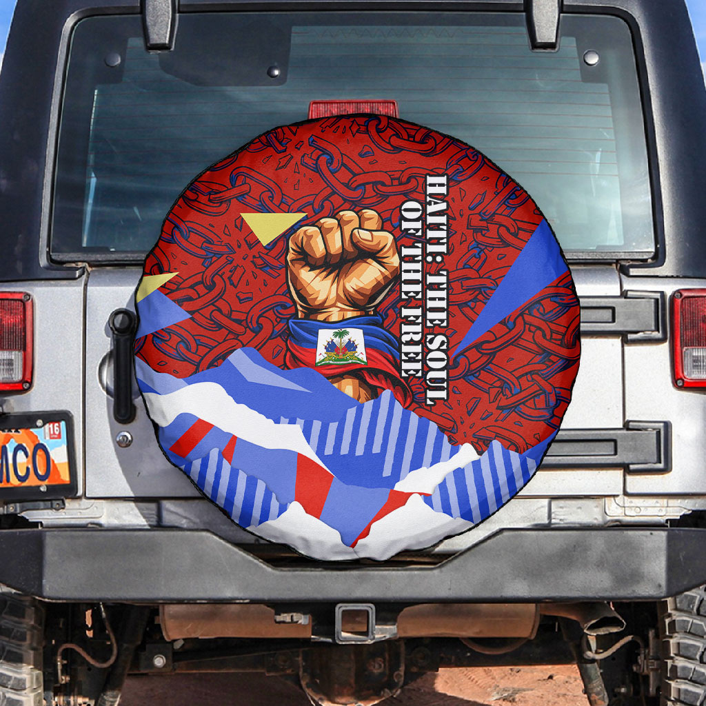 Haiti Flag Day Soul Of The Free L Union Fait La Force Spare Tire Cover Peace Dove And Power Fist Art With Hibiscus And Broken Chains