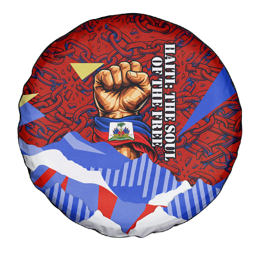 Haiti Flag Day Soul Of The Free L Union Fait La Force Spare Tire Cover Peace Dove And Power Fist Art With Hibiscus And Broken Chains