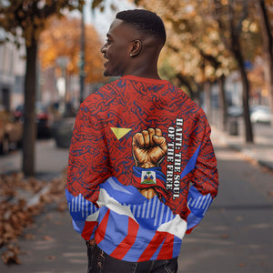 Haiti Flag Day Soul Of The Free L Union Fait La Force Sweatshirt Peace Dove And Power Fist Art With Hibiscus And Broken Chains