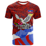 Haiti Flag Day Soul Of The Free L Union Fait La Force T shirt Peace Dove And Power Fist Art With Hibiscus And Broken Chains