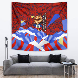 Haiti Flag Day Soul Of The Free L Union Fait La Force Tapestry Peace Dove And Power Fist Art With Hibiscus And Broken Chains