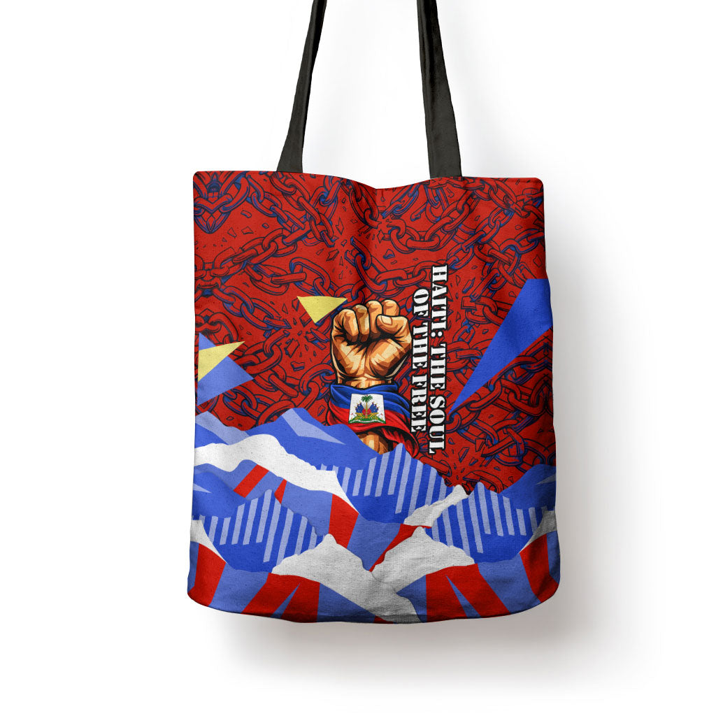 Haiti Flag Day Soul Of The Free L Union Fait La Force Tote Bag Peace Dove And Power Fist Art With Hibiscus And Broken Chains