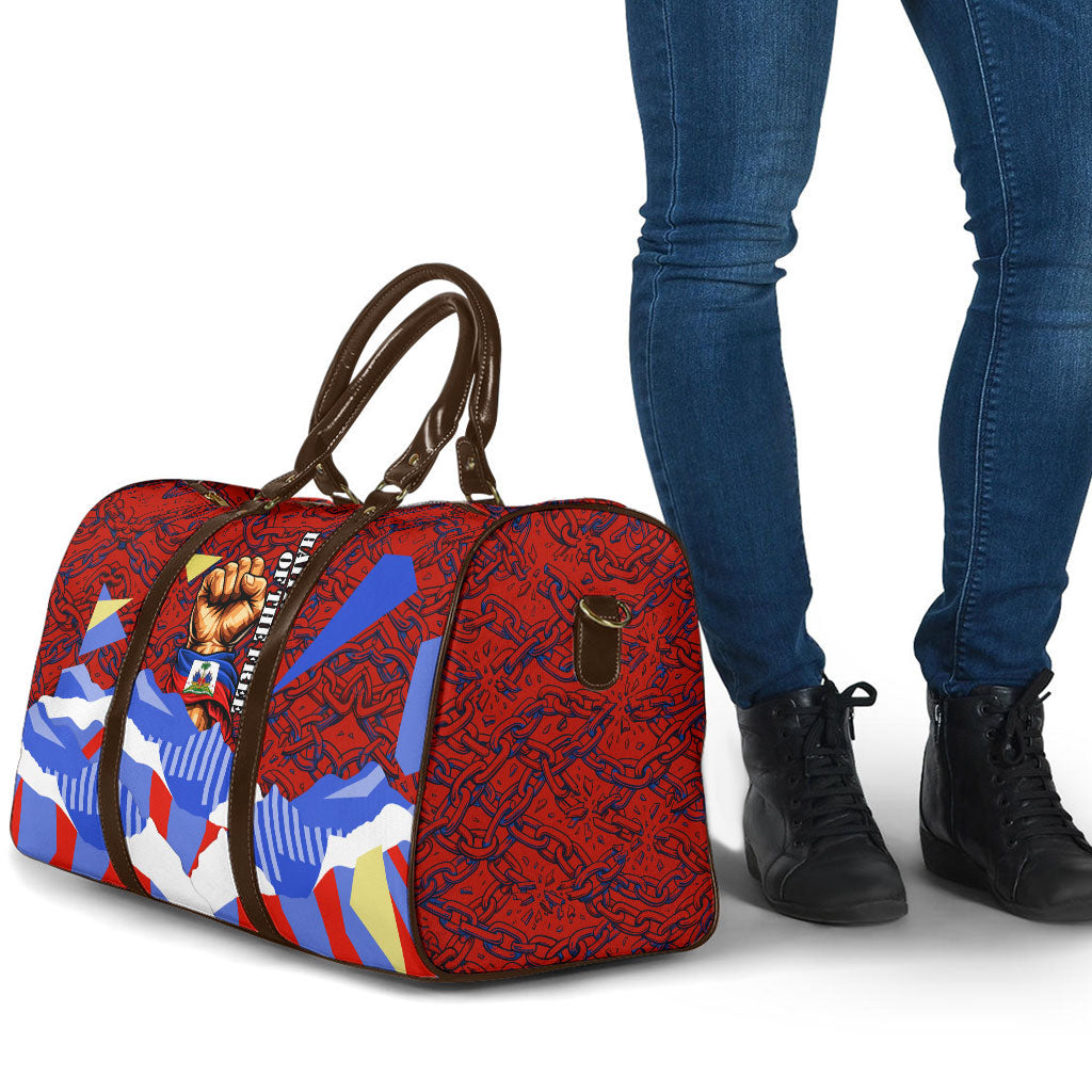 Haiti Flag Day Soul Of The Free L Union Fait La Force Travel Bag Peace Dove And Power Fist Art With Hibiscus And Broken Chains