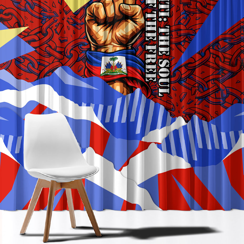 Haiti Flag Day Soul Of The Free L Union Fait La Force Window Curtain Peace Dove And Power Fist Art With Hibiscus And Broken Chains
