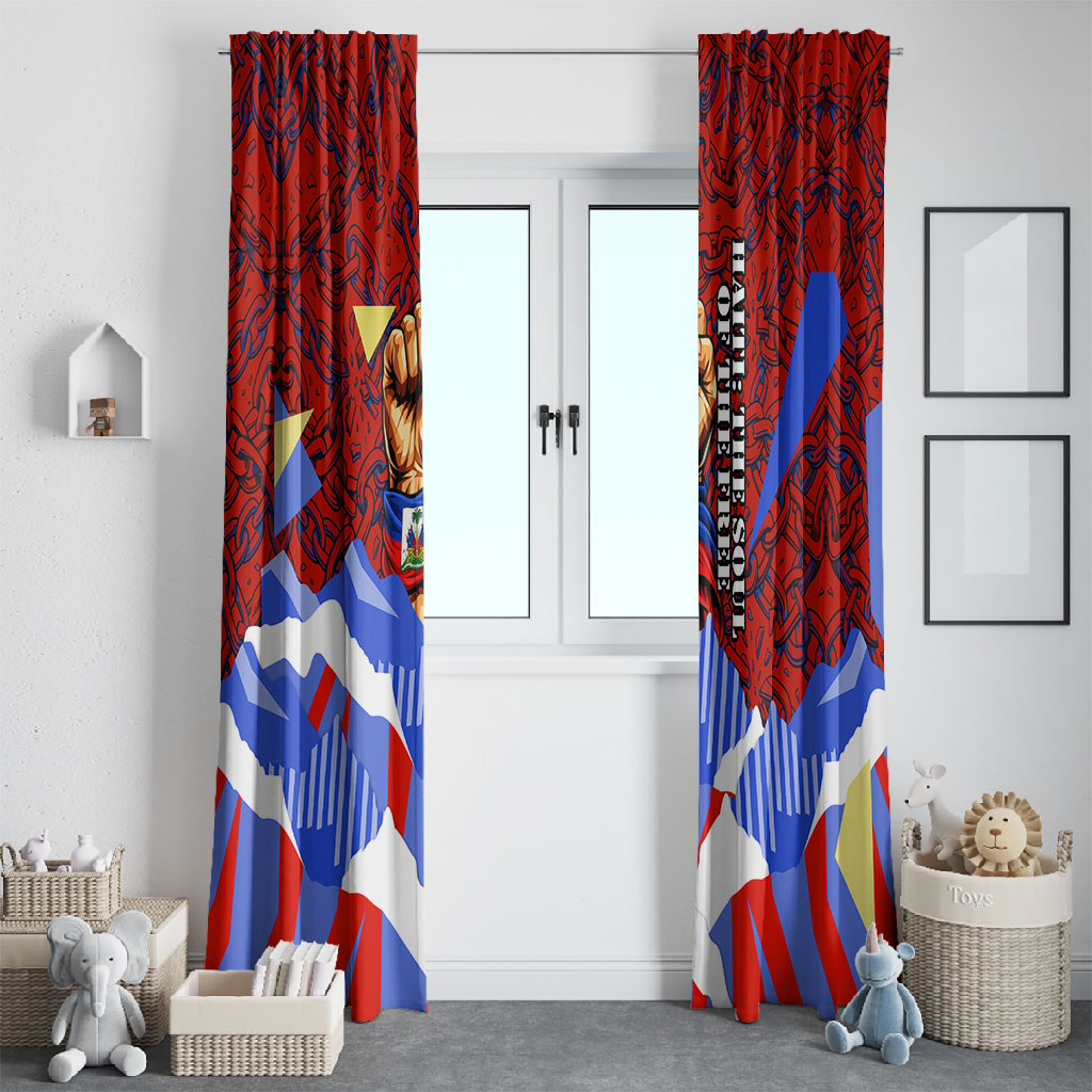 Haiti Flag Day Soul Of The Free L Union Fait La Force Window Curtain Peace Dove And Power Fist Art With Hibiscus And Broken Chains