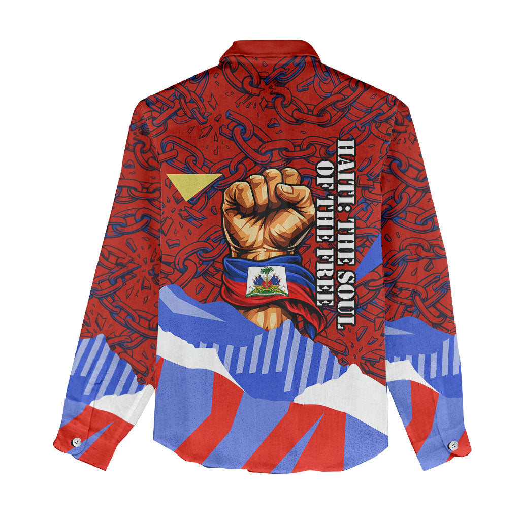Haiti Flag Day Soul Of The Free L Union Fait La Force Women Casual Shirt Peace Dove And Power Fist Art With Hibiscus And Broken Chains