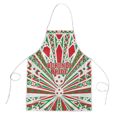 Burundi Pride Beat Of 1962 Independence Day Apron Traditional Karyenda Drummer Art With Flag Sunburst Design