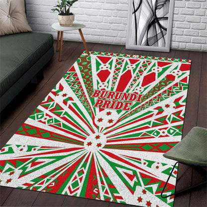 Burundi Pride Beat Of 1962 Independence Day Area Rug Traditional Karyenda Drummer Art With Flag Sunburst Design